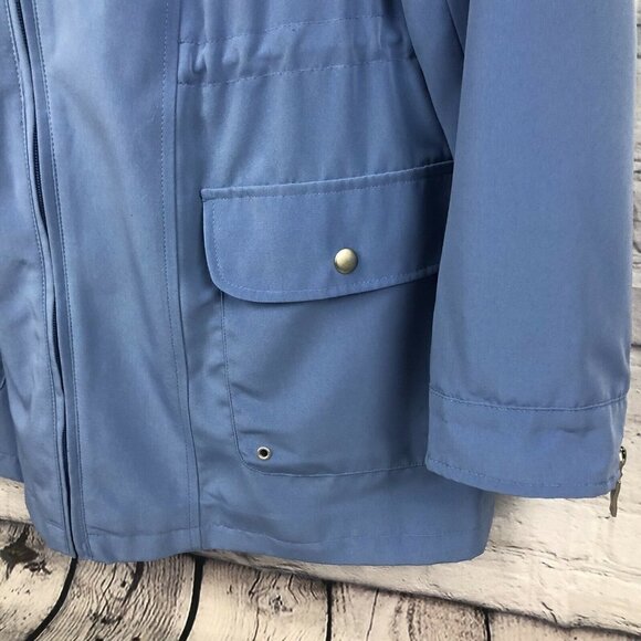 Utex Winter Raincoat Jacket Blue Detachable Hood Windbreaker Full Zip Sz Medium - Picture 2 of 12